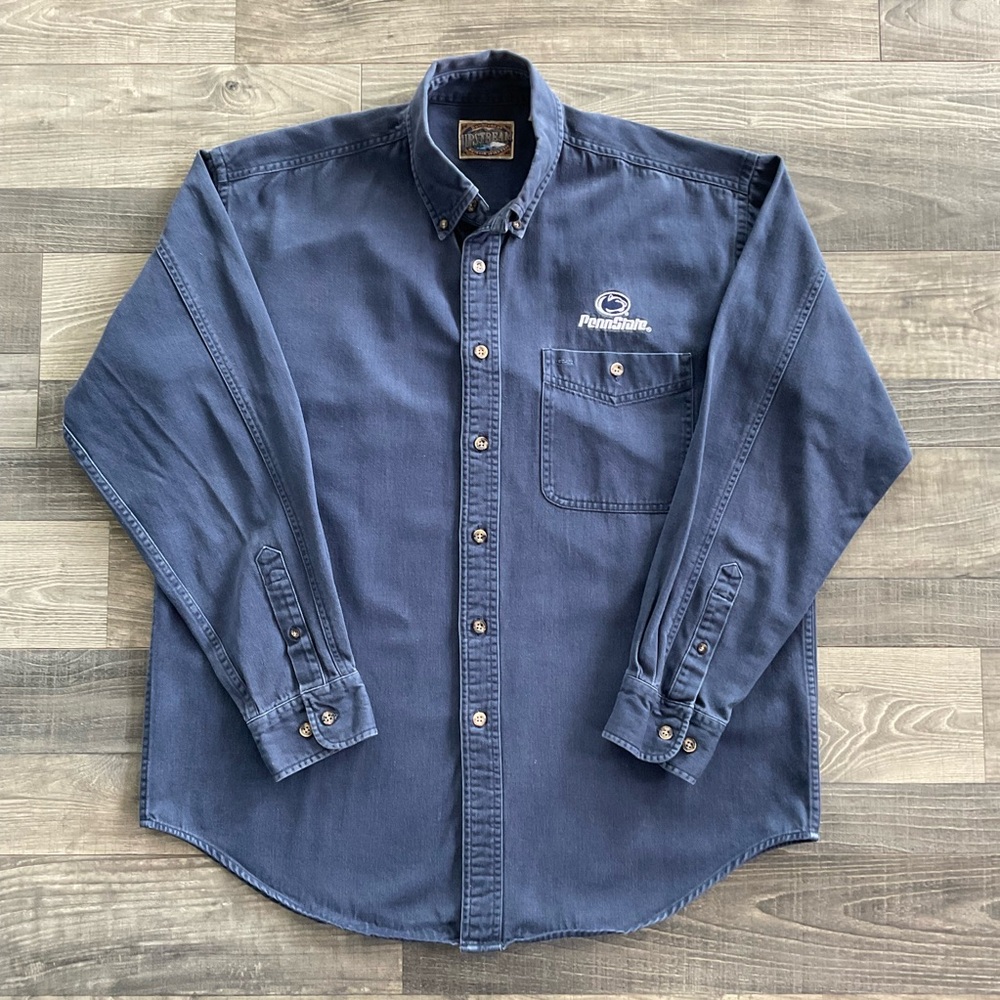 90s Upstream Penn State Nittany Lions Button-Down Shirt Men's LARGE Navy Blue
